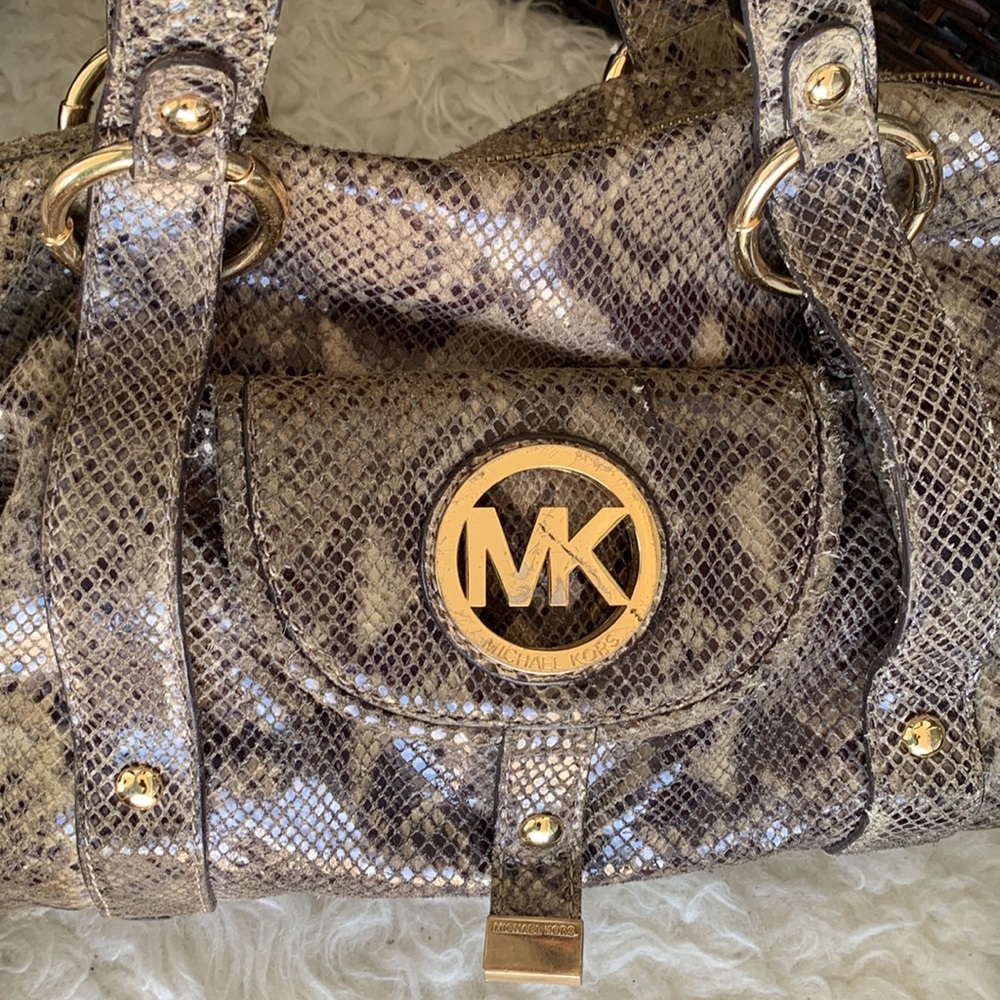 Michael Kors Python Snakeskin Logo Side Cinched S… - image 6